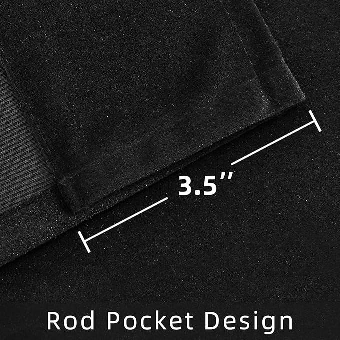 Joydeco Velvet Curtains Extra Wide, Long Luxury Black Blackout Thermal Insulated Rod Pocket Window Curtains, Super Soft Room Darkening Drapes for Living Room Bedroom, W100 x L90 Inch, Black