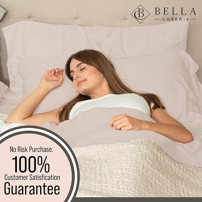 Bella Coterie 6 Piece Luxury Bamboo Viscose Queen Size Sheet Set | 100% Organically Grown | Cooling for Hot Sleepers | 18" Deep Pocket | Soft & Hypoallergenic | 4 Pillowcases [Dune]