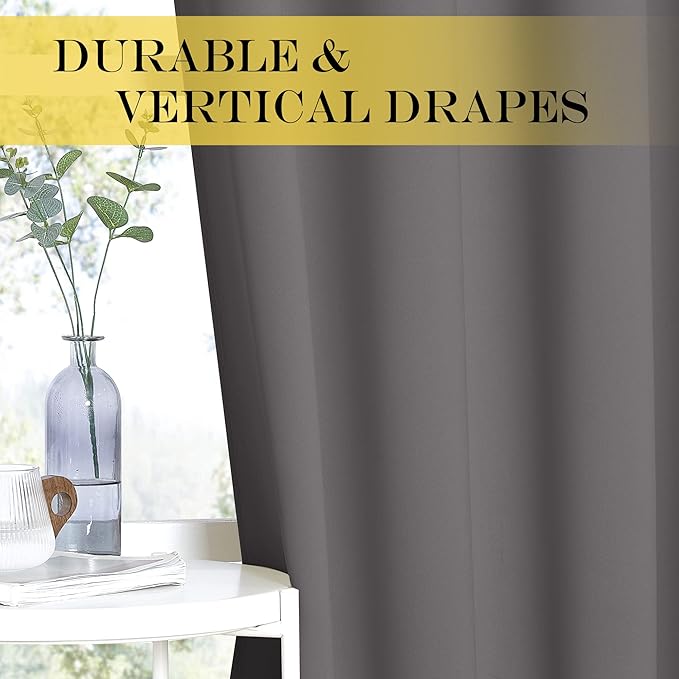 NICETOWN Blackout Doorway Curtain Drape 72 inch Long - Grommet Noise Reducing Thermal Insulated Solid Modern Window Treatments for Bedroom (1 Panel, 66 x 72 Inch, Gray)