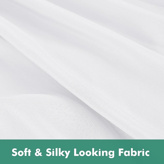 Biscaynebay Wrap Around Bed Skirts with Split Corners for Queen Beds 14" Drop, White Elastic Dust Ruffles Adjustable Easy Fit Wrinkle & Fade Resistant Silky Luxurious Fabric Machine Washable