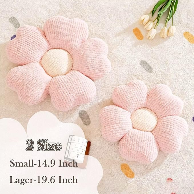 Kcvvcr Flower Throw Pillow, Cute Flower Shaped Pillow Decorative Throw Pillow for Bed Couch, Soft Daisy Pillows Floor Seating Cushion Cushions (19.6 Inch Light Pink)