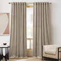 RYB Home Farmhouse Curtains Elegant Velvet, Room Darkening Privacy Shades as Window Treatment Thermal Curtains for Dining Living Room Bedroom, Camel Beige, W52 x L90 inches, Set of 2
