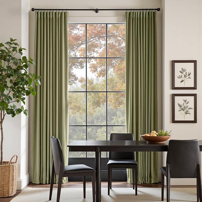 Lazzzy Velvet Blackout Curtains Thermal Insulated Room Window Drapes Super Soft Luxury Curtains for Living Room Bedroom Rod Pocket 2 Panels, Olive Sage, 52" W x 102" L