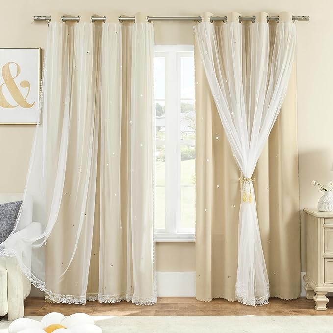 XiDi Curtains for Bedroom Decor Beige34/63/1