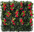 Sumery Expandable Fence Privacy Screen for Balcony Patio Outdoor,Decorative Faux Ivy Fencing Panel,Artificial Hedges (Single Sided Leaves) (1, Branches -Red Rose)