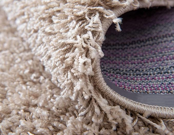 Unique Loom Solid Shag Collection Area Rug (4' 1" x 6' 1" Rectangle, Taupe)