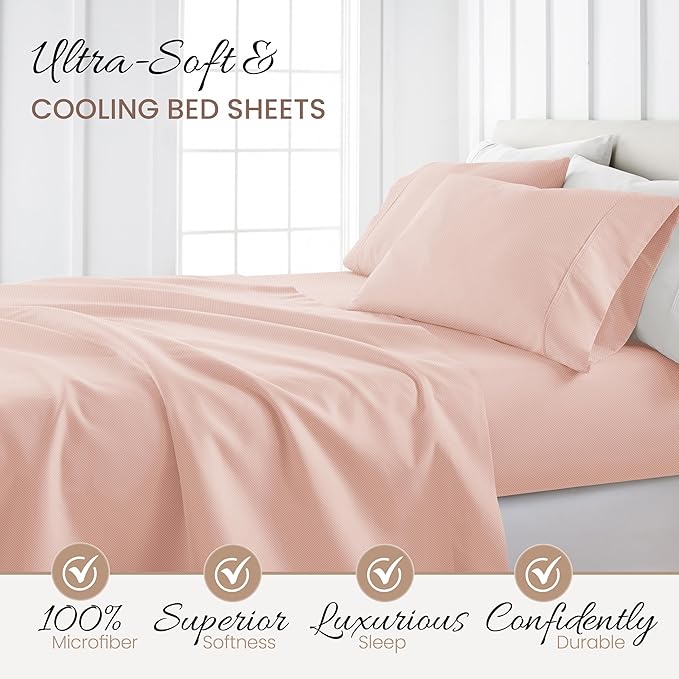 Linen Market 3 Piece Twin Bedding Sheet Set (Pink Hearts) - Sleep Better Than Ever with These Ultra-Soft & Cooling Bed Sheets for Your Twin Size Bed - Deep Pocket Fits 16" Mattress