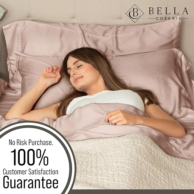 Bella Coterie Luxury Bamboo Viscose Split King Size Sheet Set | 2 Fitted Sheets for Sleep Number & Adjustable Beds | 100% Organically Grown | Cooling & Ultra Soft | 18” Deep Pocket [Dusty Rose]