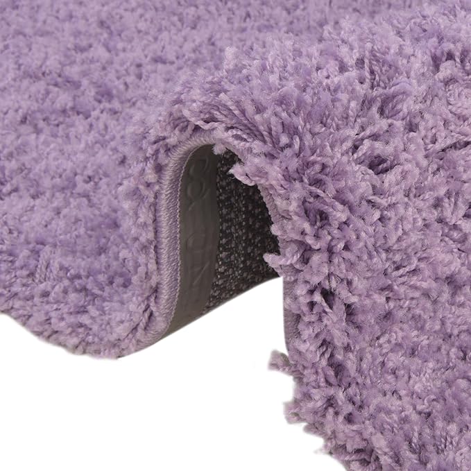 Unique Loom Solid Shag Collection Area Rug (5' 1" x 8' Oval, Lilac)