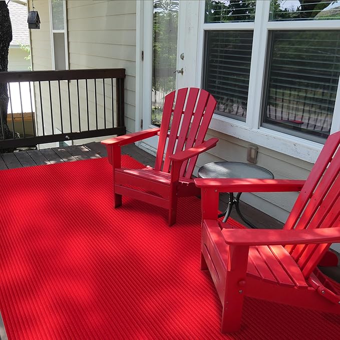 Ottomanson 3'11" x 6' Mud Mat Area Rug Scraper Carpet - Non-Slip, Dirt Trapping for Indoor & Outdoor Use - Ideal for Entryway, Garage, Kitchen, Patio & High-Traffic Areas, Red