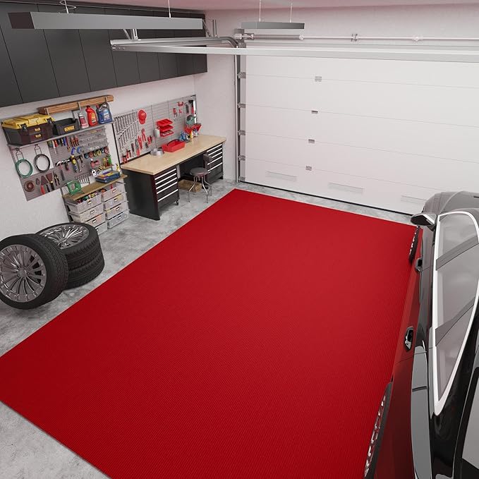 Ottomanson 6'6" x 32' Hallway Runner with Scraper Pile Extra Durable Non-Slip Rug Mat for Indoor & Outdoor Use - Ideal for Kitchen, Entryway, Patio & Garage - High-Traffic Carpet, Red