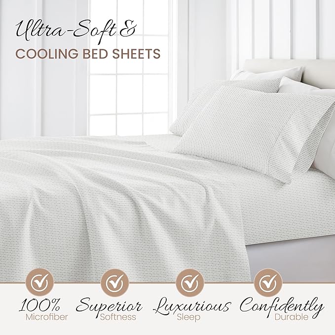 Linen Market 4 Piece California King Bedding Sheet Set (Light Gray) - Sleep Better Than Ever with These Ultra-Soft Cooling Bed Sheets for Your California King Size Bed - Deep Pocket Fits 16" Mattress