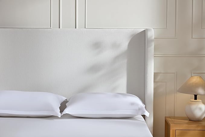 Upholstered Bed Frame with 54'' Nail Head Decorative Wing Back,Hand Buttoned Tufting Headboard Platform Bed Frame with Wooden Slats,No Box Spring Needed (Cream White, King)