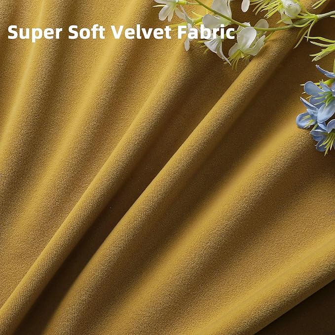 Joydeco Brown Velvet Curtains 120 inch Length 2 Panels, Luxury Blackout Rod Pocket Thermal Insulated Window Curtains, Super Soft Room Darkening Drapes for Living Dining Room Bedroom,W52 x L120 inches