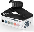 Made in USA Heavy Duty Plastic Clothes Hangers Bulk, 20 30 50 100 Pack Available, Strong Plastic Hangers, Jacket Coat Hangers, Thick Plastic Hanger for Closet and Clothing Hangars (36pk Black)