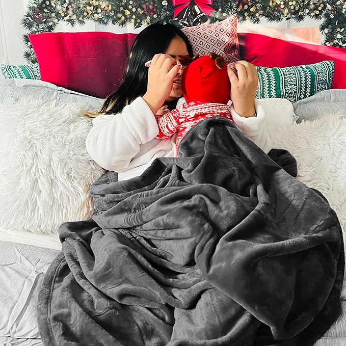 Bedsure GentleSoft Fleece Blanket Twin Size Dark Grey - 300GSM Lightweight Plush Fuzzy Cozy Soft Warm Blanket for Bed, Sofa, Couch, Travel, Camping, 60x80 inches