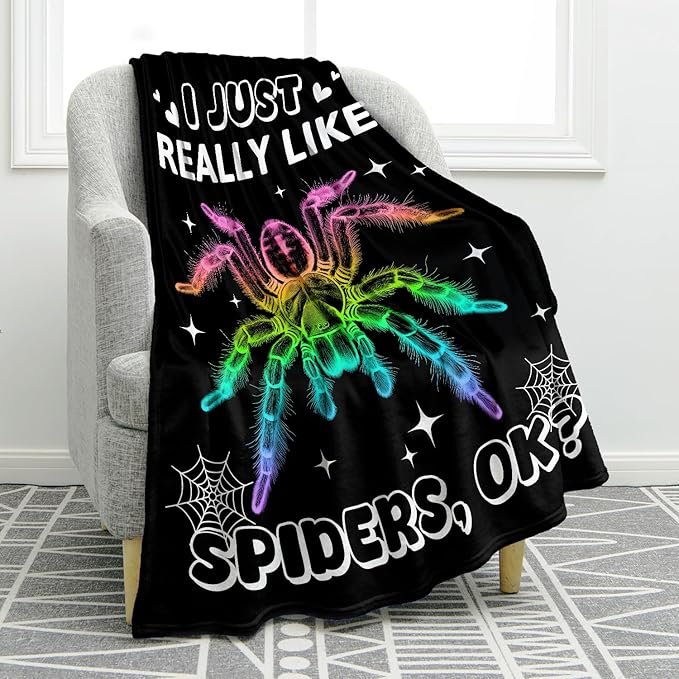 Jekeno Cute Spider Blanket Colorful Gifts for Men Women Kids Boys Girls Dad Mom Wife Friends Birthday Christmas Halloween Presents Home Bedroom Decor Animal Blanket 50"x60"