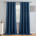 Blackout Curtains 96 Inch Length 2 Panels Set, Black Out Curtains for Bedroom 96 Inch Long, Rod Pocket Energy Saving Room Darkening Drapes for Living Room Window Navy Blue(W52 x L96)