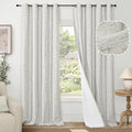 100% Blackout Curtains for Living Room 95 Inch Length 2 Panels Set, Thermal Insulated Light Blocking Faux Linen Curtains for Bedroom, Bronze Grommet Window Drape Each 52" Wide, Light Grey
