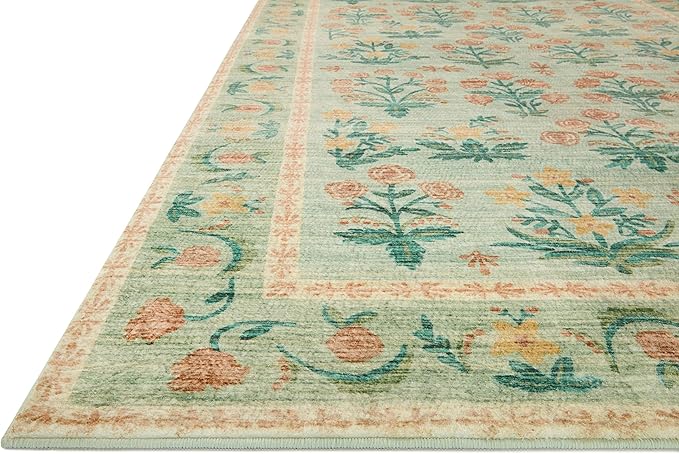 Loloi Rifle Paper Co. Eden Collection EDE-01 Mughal Rose Moss 5'-0" x 7'-6" Area Rug feat. CloudPile™