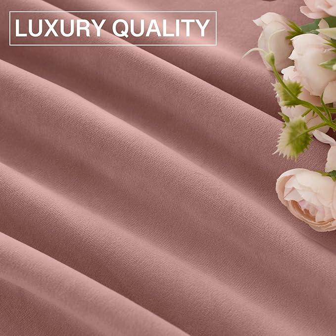 StangH Pink Velvet Curtains 90 inches Long, Nursery Girls Bedroom Privacy Window Drapes Room Darkening Home Decoration for Living Dining Room/Spa/Office, W52 x L90, 2 Panels