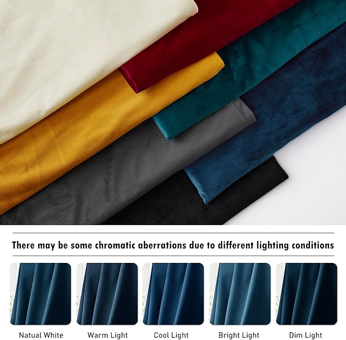 RYB HOME Blue Velvet Curtains 94 inches, Back Tab Soft Fabric Room Darkening Thermal Insulated Luxurious Home Decor Curtains for Living Room Bedroom, W 52" x L 94", 2 Panels Set