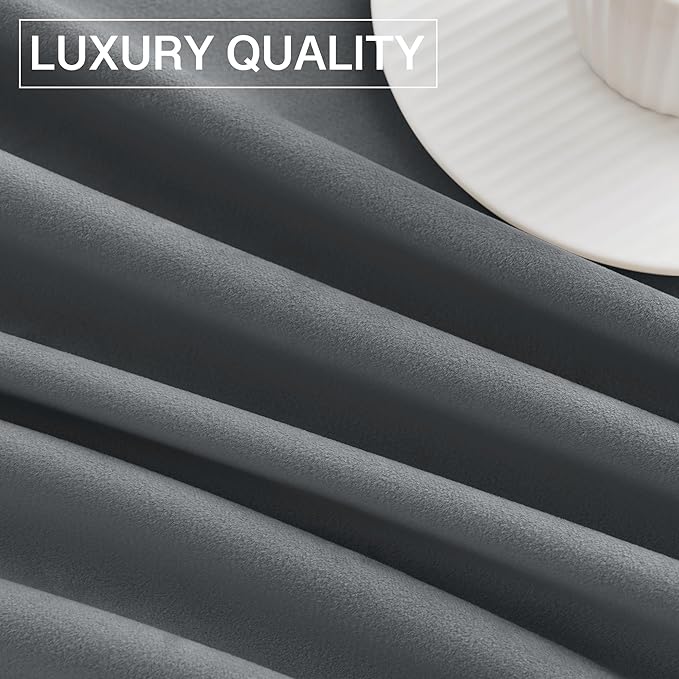 StangH Grey Curtains 108 inches Extra Long Light Blocking Door Curtains Soft Velvet Bedroom Window Curtain Panels for Villa/Hospital/Office, W52 x L108, 2 Panels