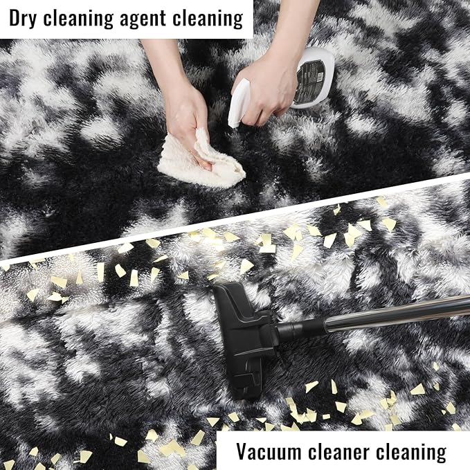 PAGISOFE 9x12 Area Rugs Living Room, Extra Large Black White Grey Machine Washable Rugs for Bedroom Fluffy Indoor Rugs for Kids Room Classroom Dorm Room Aesthetic Shaggy Carpet Plush Modern Cool Rug
