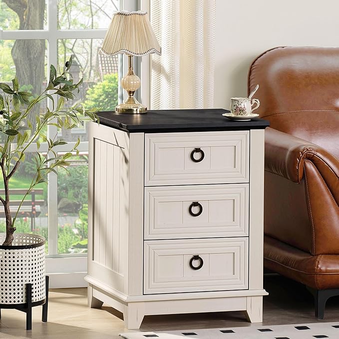 Bedroom Dresser and Nightstand Sets 4 Piece, Farmhouse 6 Drawers Dresser & 40.5" Tall Chest of Drawers, 18" Nightstands Set of 2, 54" Wide Furniture Dressers for Bedroom, Living Room, White