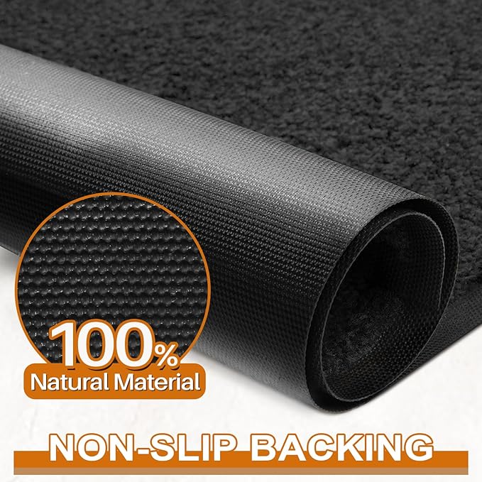 Mibao Dirt Trapper Door Mat for Indoor Outdoor, Waterproof All-Season, All-Weather Doormat, Heavy Duty Non-Slip Entrance Rug, Low Profile Absorbent Entrance Mat Carpet, 36" x 48", Black