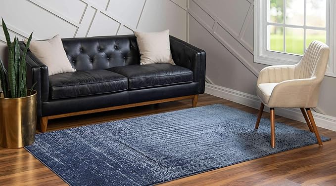 Unique Loom Del Mar Collection Area Rug - Jennifer (9' x 12' Rectangle, Blue/ Navy Blue)