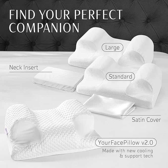 YourFacePillow Satin Pillowcase - Compatible with The YourFacePillow Beauty Pillow - Soft & Cool Satin Pillowcase with Hidden Zipper - Beauty Pillow Sold Separately (Set of 1, White)