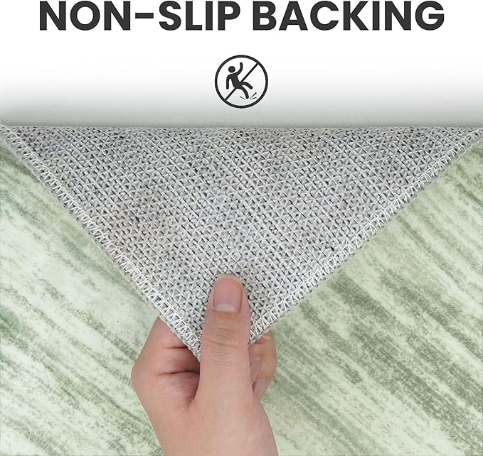 3x5 Modern Abstract Area Rug for Entryway, Lime Green Super Soft Washable Rug with Non-Slip, Low-Pile Door Mat Indoor for Living Room Bedroom, Carpet with Non-Shedding