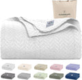 Cloud Scape Linen 100% Cotton Blanket Twin 68x92 White - Cozy Herringbone Weave, Fits Up to Twin XL Size Beds, Breathable Softness, All-Season Warmth, Winter Blanket, Bedding Gift Choice