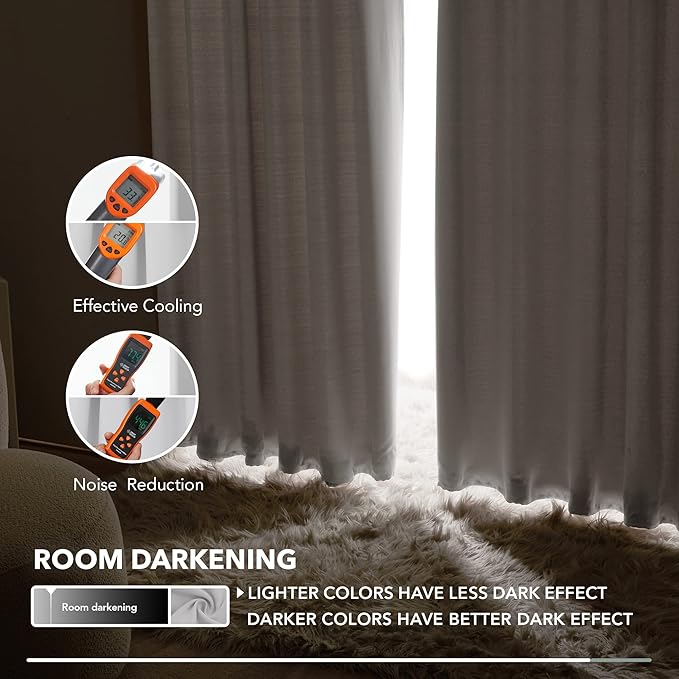 Deconovo Blackout Curtains, Thermal Insulated, W52 x L84 2 Panels, Back Tab, Machine Washable, Room-Darkening Drapes for Bedroom/Living Room Star White