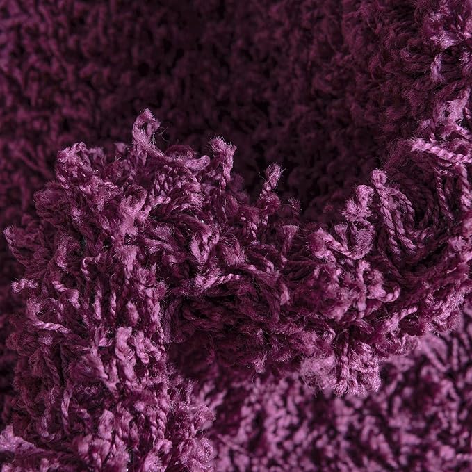 Unique Loom Solid Shag Collection Area Rug (8' x 10' Oval, Eggplant Purple)