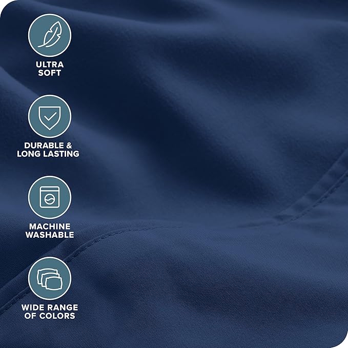 Bare Home Hotel Luxury Full Sheet Set, Extra Soft - 6 Piece Set - Deep Pockets - Easy Fit - Cooling & Breathable - Wrinkle, Fade, Stain Resistant - Includes 4 Pillowcases (Full, Dark Blue)