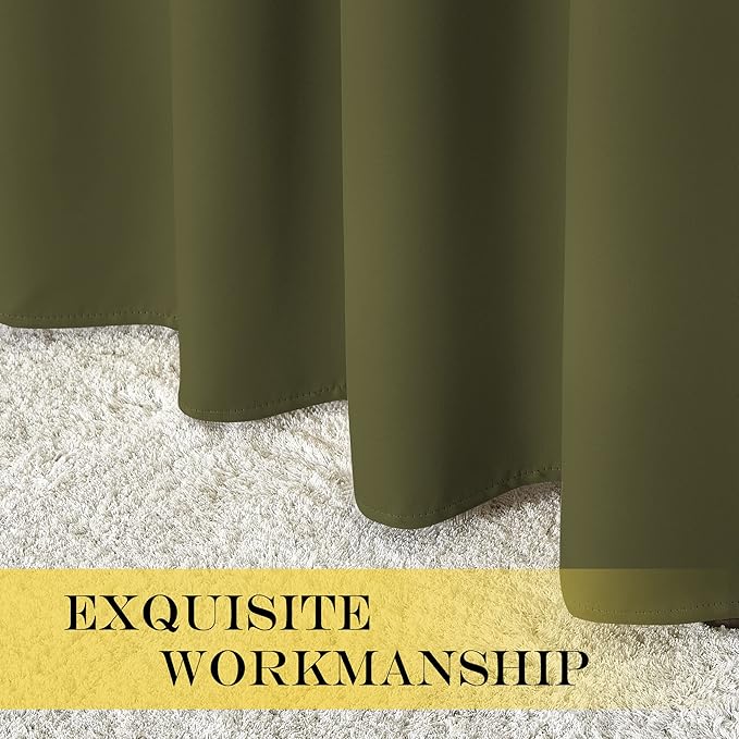 NICETOWN Blackout Patio Curtains 100 x 144 Inches Long for Sliding Door Extral Wide Blackout Curtain Panels Thermal Insulated Room Divider - Grommet Top, 100" W x 144" L, 1 Panel, Olive Green
