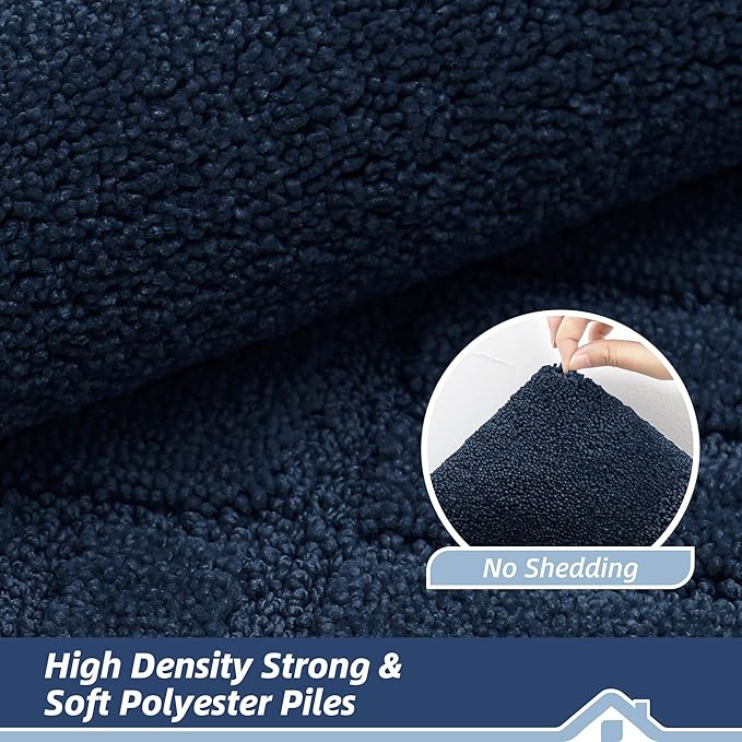 BEQHAUSE Door-Mat-Non-Slip Front Door Mat Washable Low-Profile Entrance Rugs for Front Door Entry Dirt Trapper Door Mats Absorbent Welcome Mats,20"x32", Navy Blue