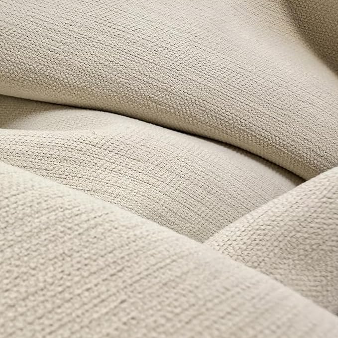 jinchan Chenille Blackout Curtains 84 Inches Long 2 Panels Beige Thermal Insulated Curtains for Bedroom Living Room Triple-Weave Noise Reducing Drapes Back Tab Full Privacy Window Curtains 50x84 Inch