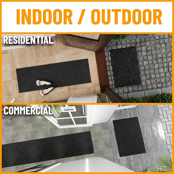 Ottomanson Commercial Scrape Rib Entry Mat – Heavy Duty Ribbed Floor Mat for High Traffic – Non Slip Rubber Back, Waterproof – Indoor Outdoor Use for Offices, Schools, Lobbies, 2'7" x 3', Black