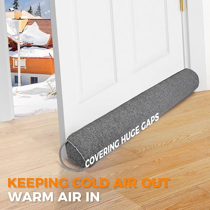TORRAMI Under Door Draft Stoppers 38 Inch, Heavy Triangle Stop Draft Block Cold Air/Wind/Breeze Noise Blocker Door Sweeps Weather Stripping Bottom Seal Dark Gray