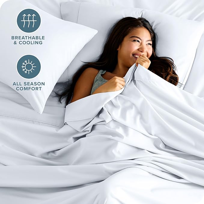 Bare Home Hotel Luxury Cal King Sheet Set, Extra Soft, 6 Piece Set, Deep Pockets, Easy Fit, Cooling & Breathable, Wrinkle, Fade, Stain Resistant, Includes 4 Pillowcases (California King, White)