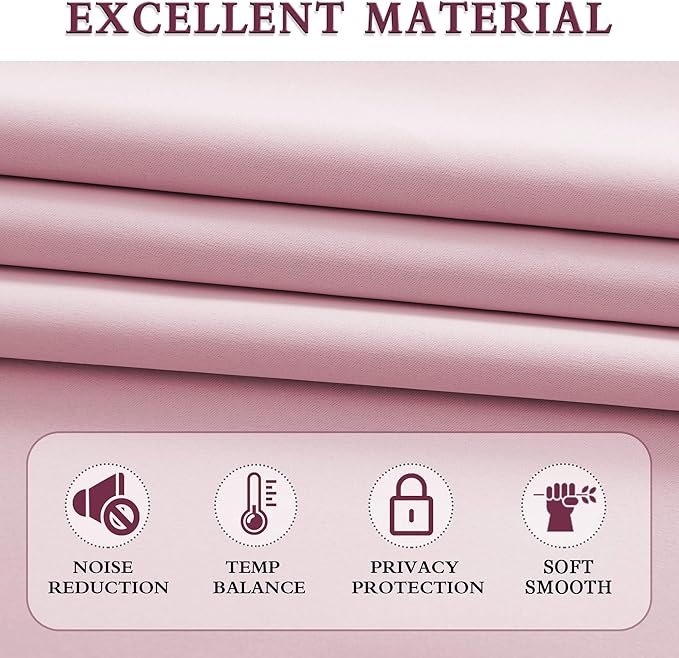 DONREN Pink Blackout Drapes for Girls Room - Home Decoration Privacy Protection Thermal Insulated Blackout Window Drape with Rod Pocket (2 Panels,42 x 84 Inch)