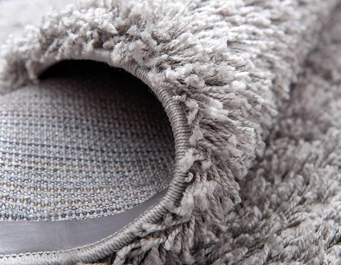 Unique Loom Solid Shag Collection Area Rug (10' x 13' Rectangle, Cloud Gray)