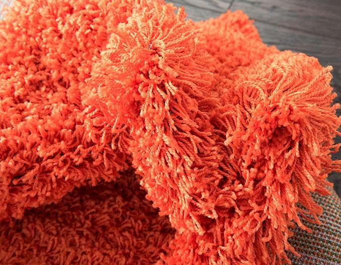 Unique Loom Solid Shag Collection Area Rug (8' x 11' Rectangle, Tiger Orange)