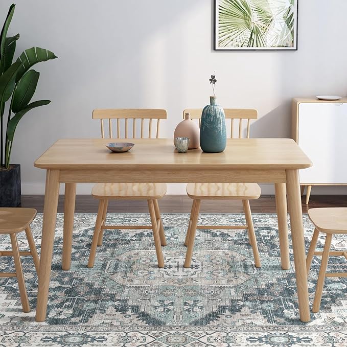 3x5 Vintage Washable Area Rug for Living Room,Low Pile Non Slip Carpet Non-Shedding Small Area Rug Soft Indoor Stain Resistant Rug Boho Print Mat for Bedroom Dining Room Blue Beige Multi