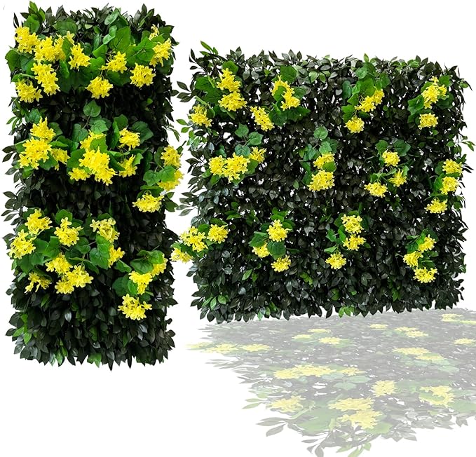 GLANT Expandable Fence Privacy Screen for Balcony Patio Outdoor,Decorative Faux Ivy Fencing Panel,Artificial Hedges (Single Sided Leaves) (1, Branches -Yellow Muxiang)