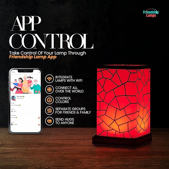 Friendship Lamp® by Filimin Classic - Best Friend Lamps Wi-Fi Touch Lamp LED Light for Long-Distance, Connection, Relationship, Friendship, Gifts, Love, 200+ Colors, App Setup - Set of 4