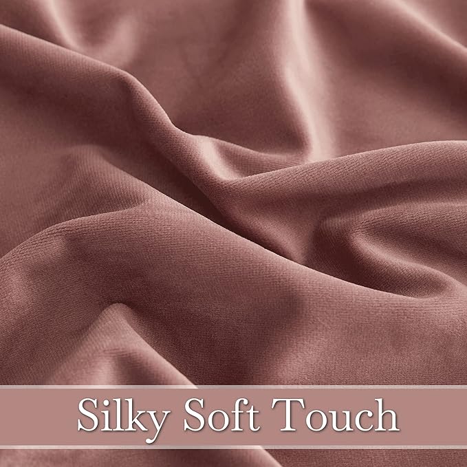 RYB HOME Soft Velvet Curtain for Home Decoration, Room Darkening Window Curtains & Drapes Thermal Insluated Noise Reuding Vertical Shade for Sliding Door Home Office, W52 x L84 inch, Wild Rose, 2 Pcs